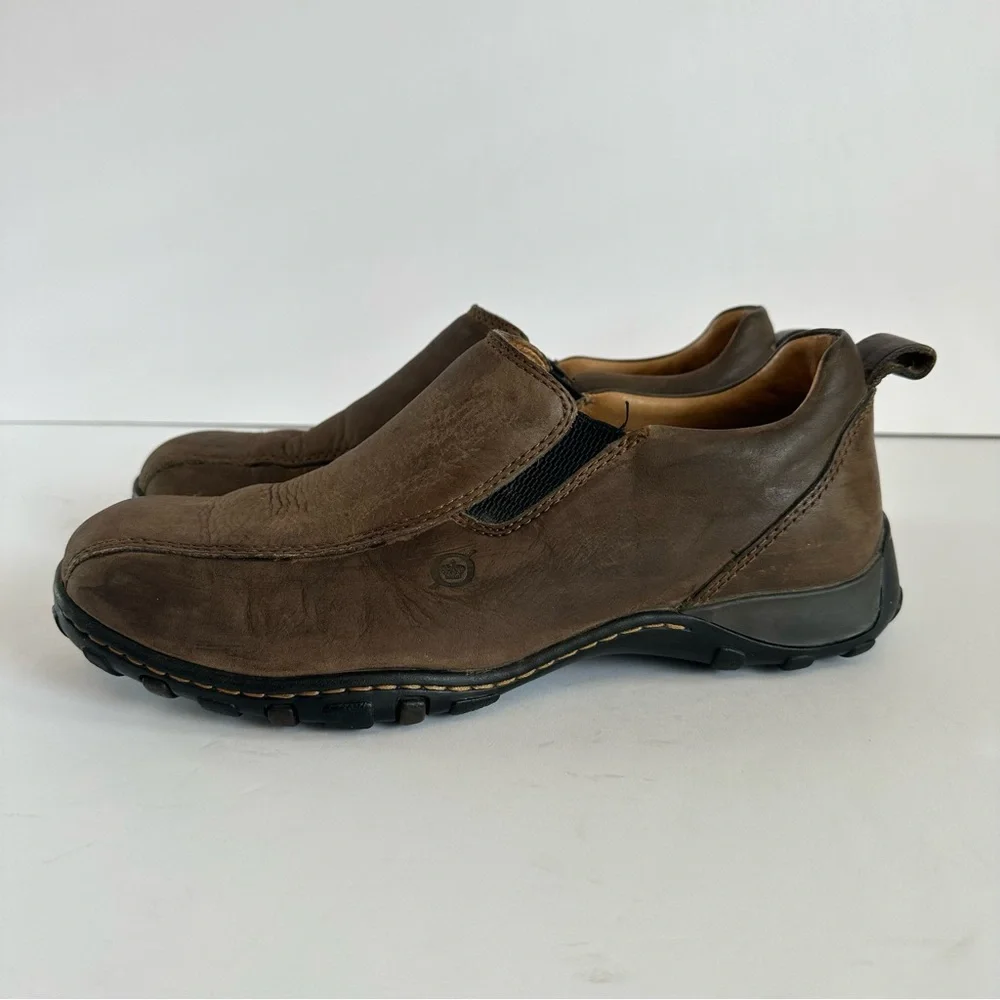 Born Mens Brown Leather Loafer Slip On Shoes Size‎ 9 Casual Comfort